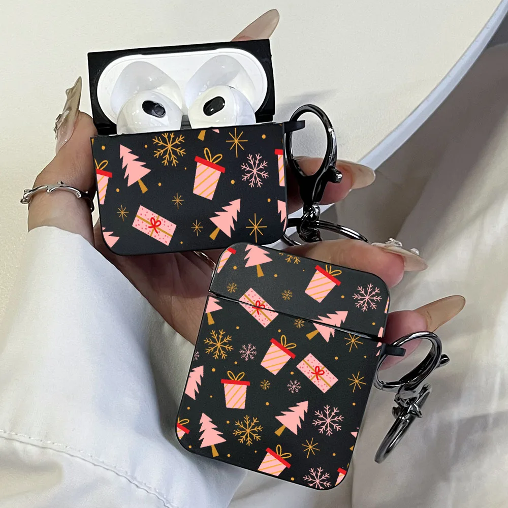 

Hot Selling Pink Christmas Tree Gift Earphone Case for AirPods Pro/Pro2, AirPods 1/2, 3, 4, Black Shockproof Cover with Keychain
