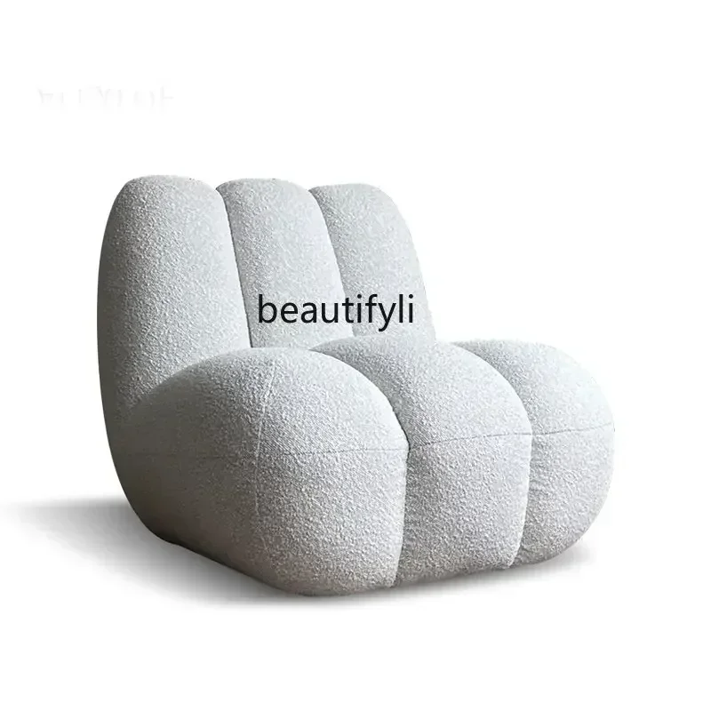 

newzq Nordic Leisure Couch Balcony Art Shaped Lambswool Fabric Lazy Toe Chair