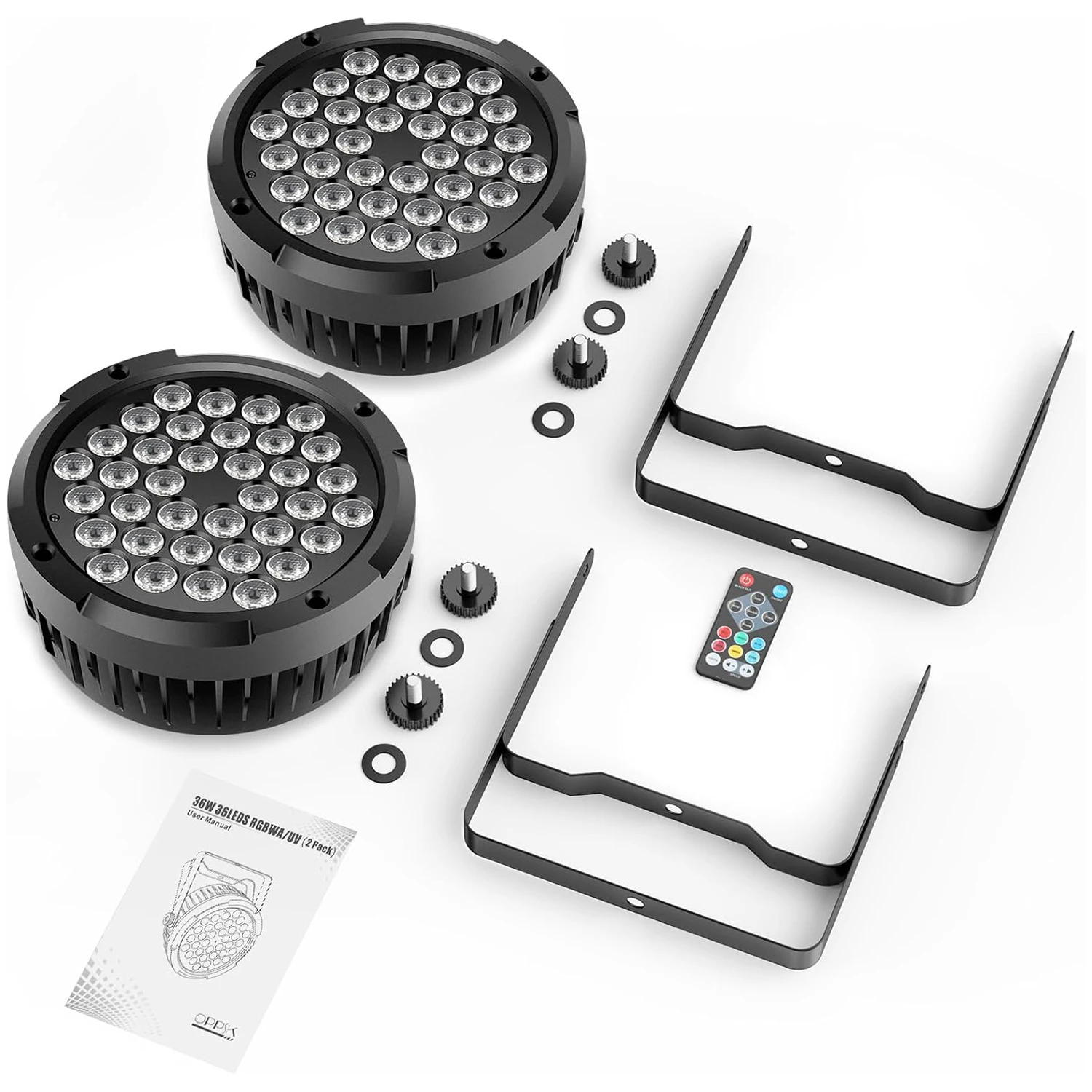 

Комплект из 2-х светодиодных RGB-прожекторов Par Light на 36 светодиодов для мероприятий, дискотек, караоке-баров, с дистанционным управлением и DMX-контролем, активируемым звуком