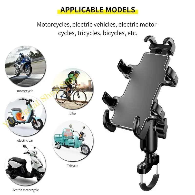 

96BA Motorcycle Handlebar Phone Stand Shockproof Anti Shedding Scooters Phone Holder