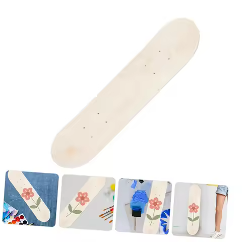 Stable-Wooden DIY Longboard For Kids - Blank Graffiti Deck Skateboard For Outdoor Trick Sports (No Wheels)