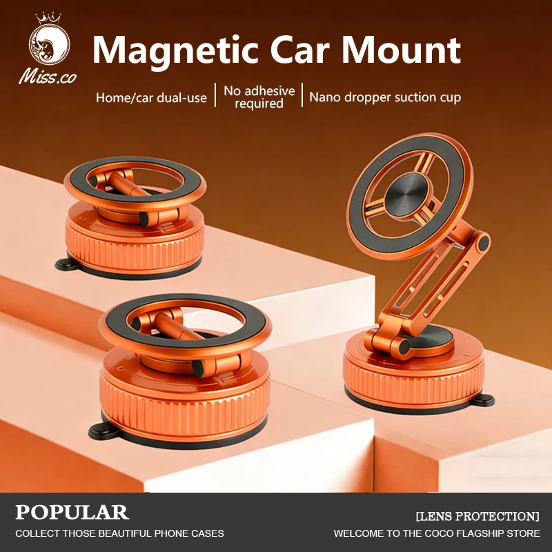 360 °   Регулируемый магнитный автомобильный держатель для телефона для Magsafe, совместимый складной держатель на присоске для приборной панели, универсальные модели телефонов
