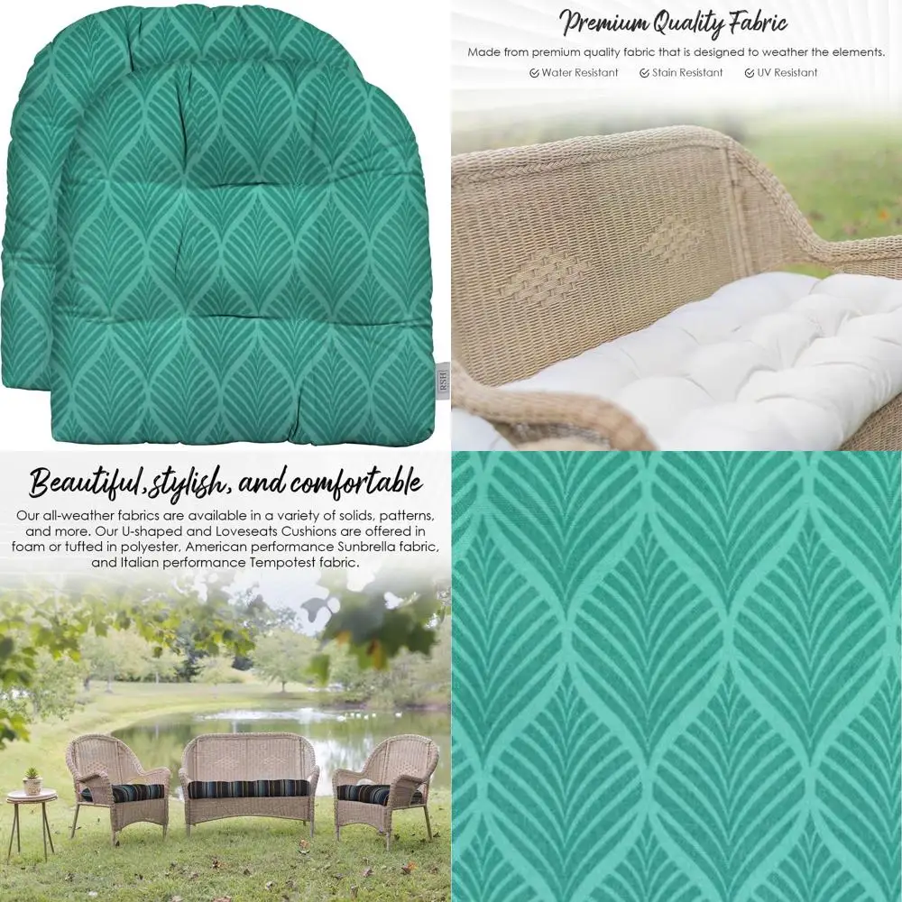 

All-Weather Outdoor U-Shape Wicker Seat Cushions Set - 19x19 Inches, Water-Resistant Spun Fabric, Ideal for Patio Chairs