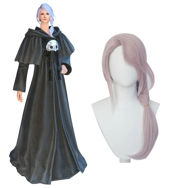 FFXIV Ascian Emet Selch Venat Cosplay Prop White Red Color Game Final Fantasy XIV Halloween Party Mask Wig