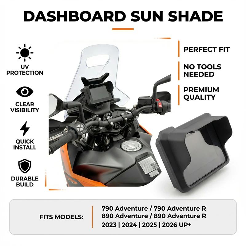 

FOR 390 790 890 Adventure R 790 Adventure 2023-2026 Sun Visor Cover Instrument Screen Sunshade Guard Protection Dashboard