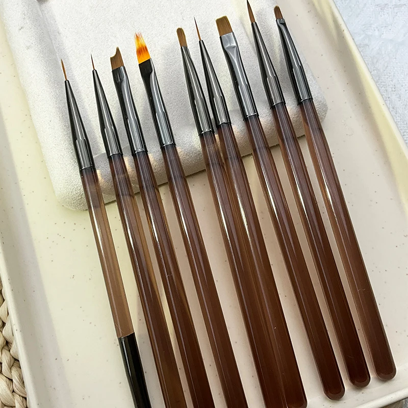 DIY Brush Nail Acrylic Drawing Brush, 9PCS UV Gel Nail Brush Eyeliner For Nail Design Nail Tip Display Painting Tools