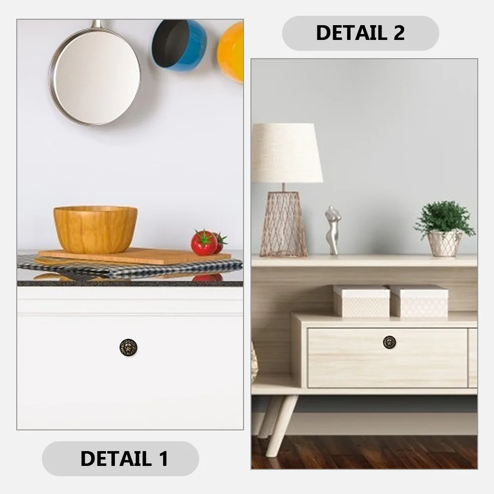 

2Pcs Lion Head Cabinet Handle Parts Replacement Furniture Pulls Bright Ancient Color Practical Design Door Handle