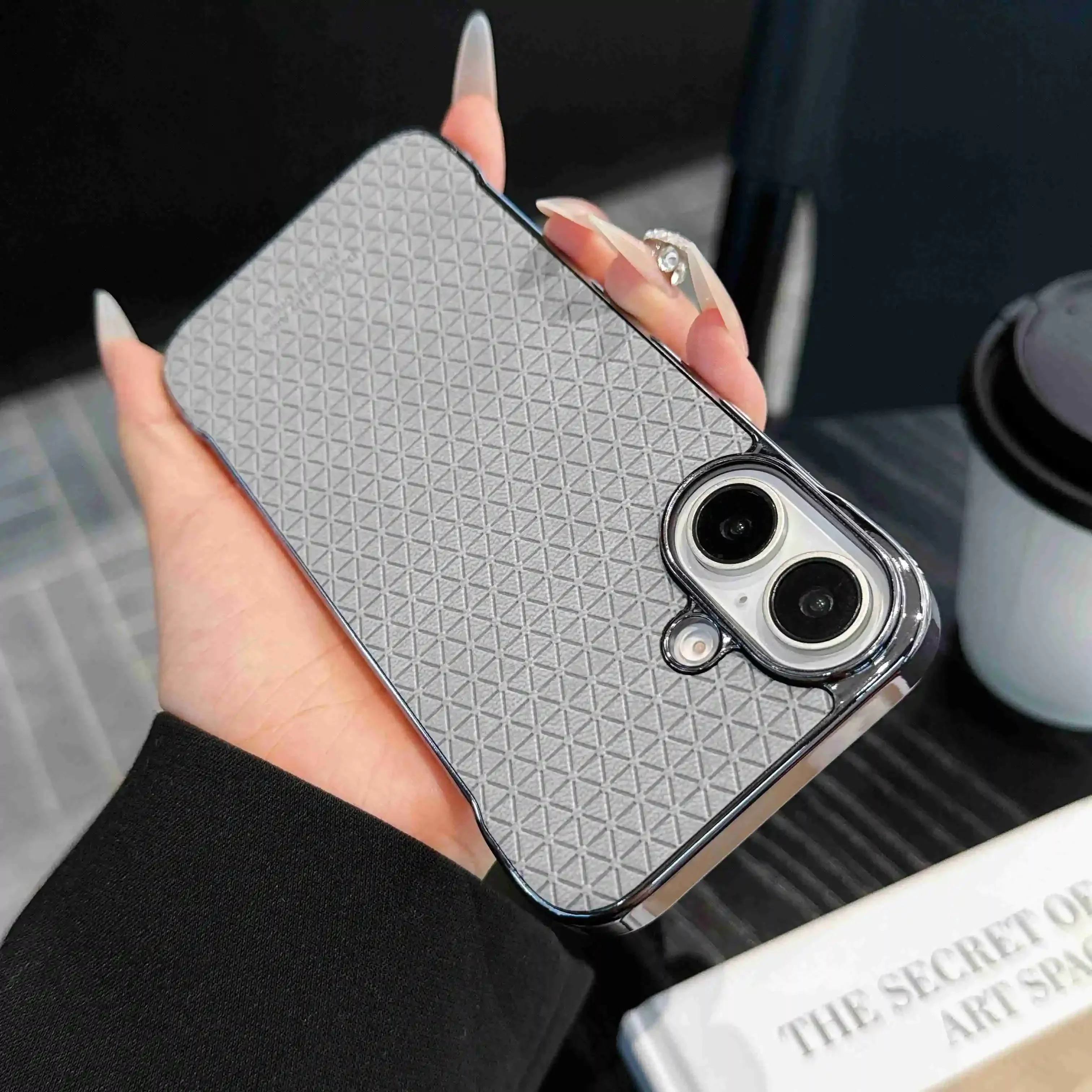 Luxury Magnetic PC Electroplated Frameless Phone Case For Iphone 16 15 14 Pro Max Plus Rubik's Cube Texture anti-fall Phone Case