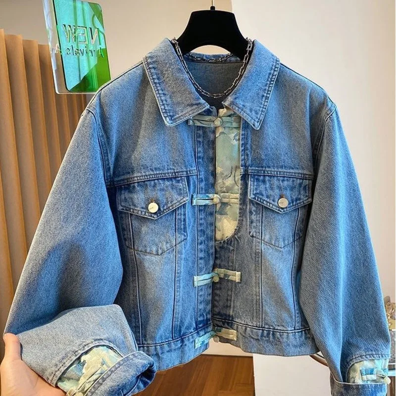 2024 Autumn New Korean Denim Jacket Women Oversized Jeans Jackets Vintage Loose Streetwear Clothes Embroider Outerwear Female