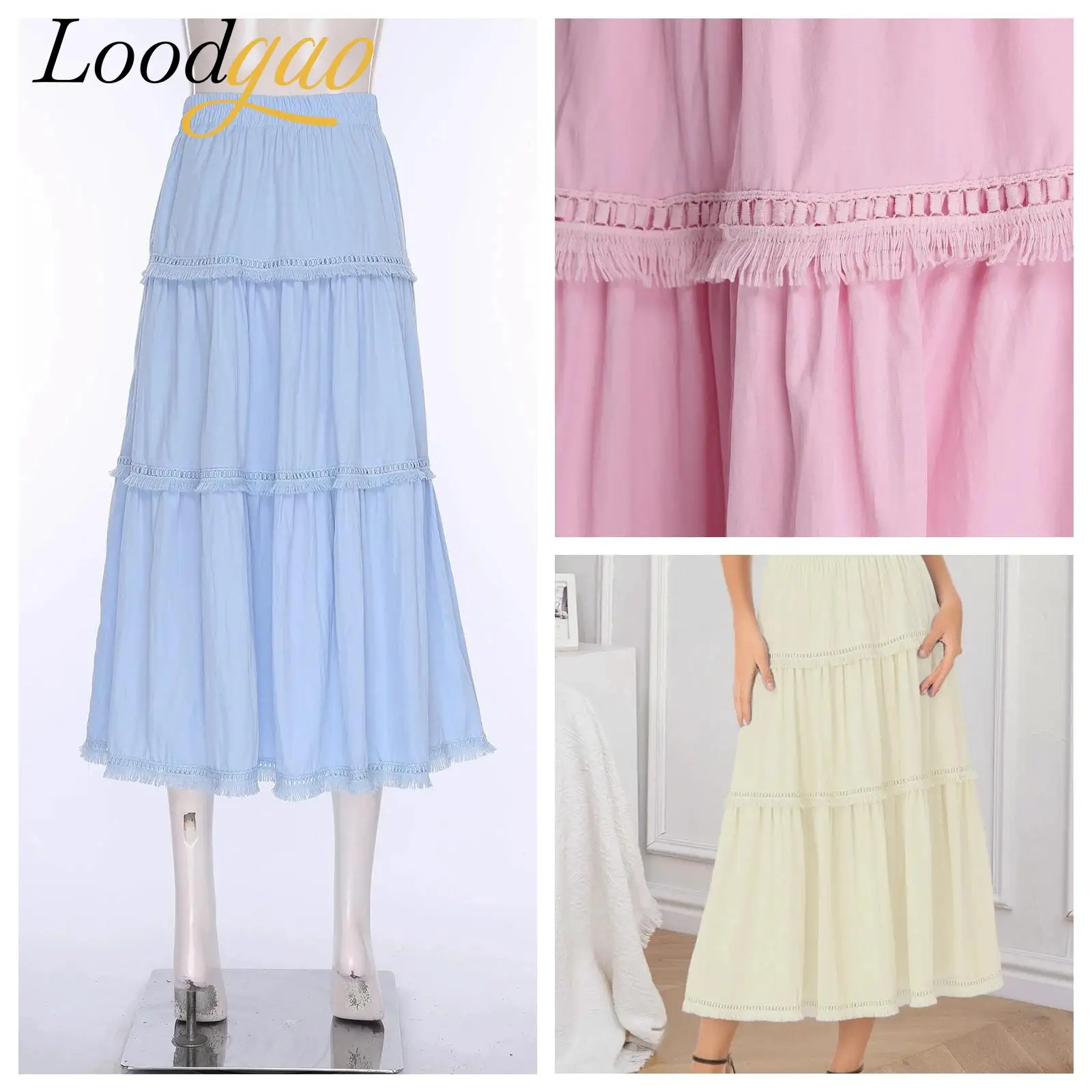 กระโปรงทรงเอเอวสูงผ้ายืดสำหรับผู้หญิง สไตล์สตรีทแวร์ เหมาะสำหรับใส่ไปเที่ยวทะเลช่วงฤดูร้อน