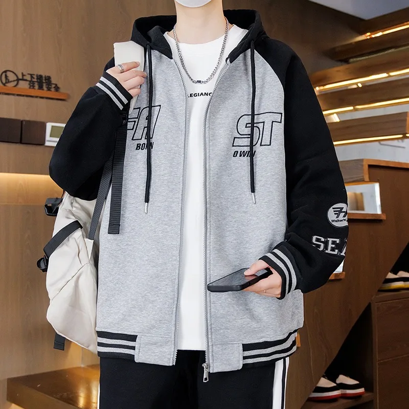 

Men's Hoodies Jacket Long Sleeve Sweatshirt Color blocked Hooded Sweatshirt for Men Clothing Sportswear Slim Fit Casual Jacket