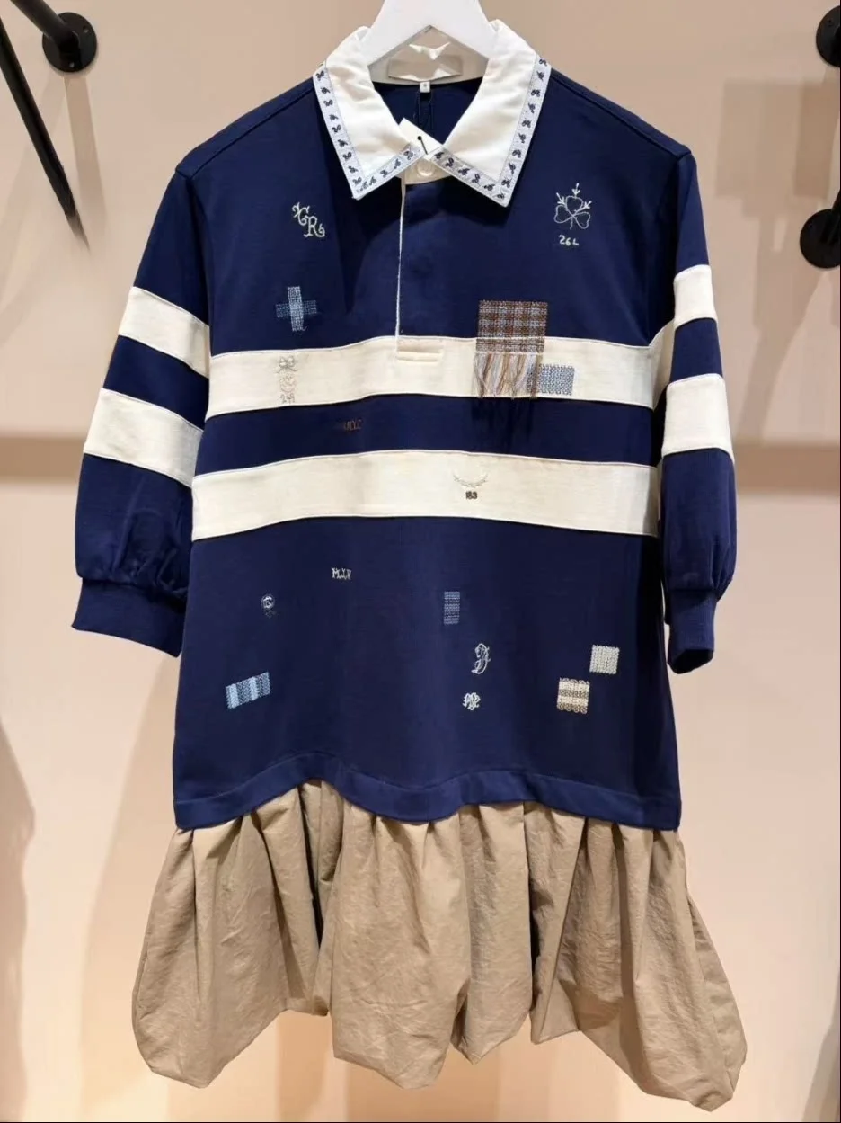 

HEIDD Preorder Spring Summer 2026 Collar Patchwork Dress Letter Embroidery School Style Cotton City Commute Women's Dress