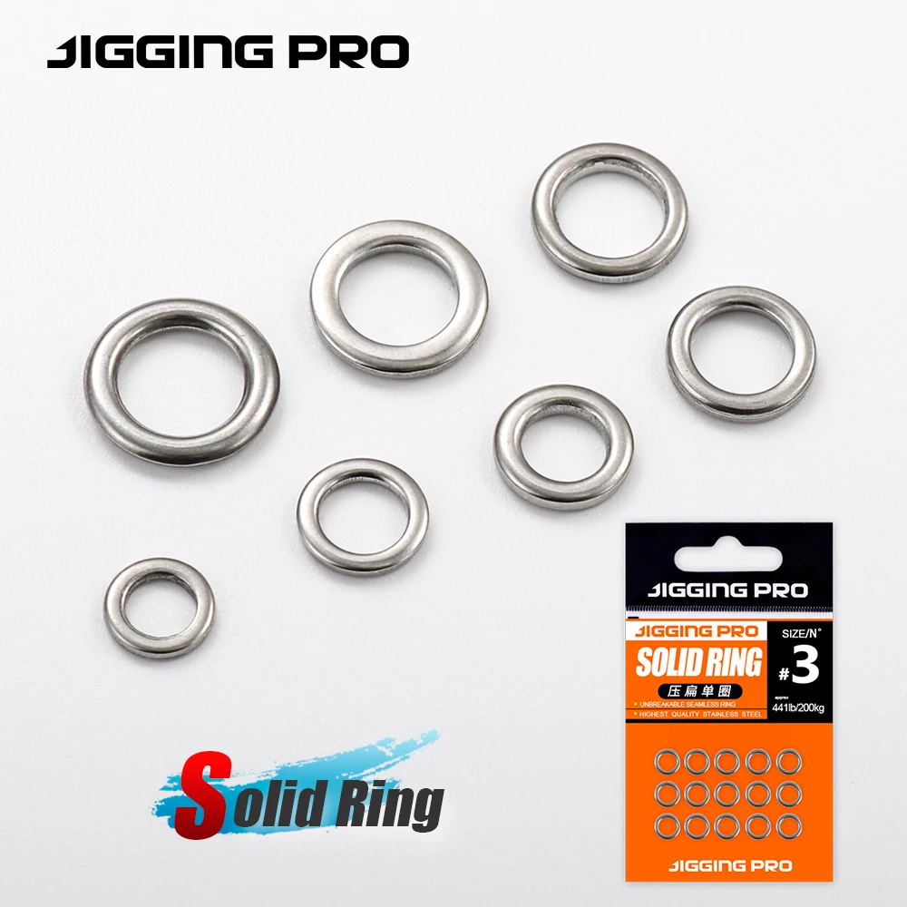 JIGGING PRO-anillo sólido de pesca, anillos divididos de acero inoxidable, conectores de Señuelos de Pesca, 10/15 Uds., accesorios de pesca