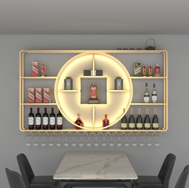 

#@Factory-made custom bar wine rack, restaurant wall-mounted display stand, wall storage and storage shelf for the wall