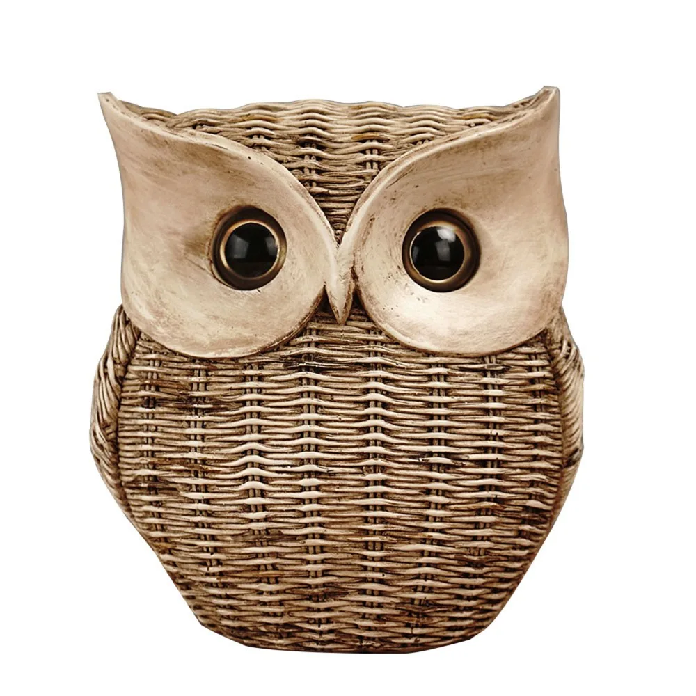 Resin Resin Owl Tabletop Decorative Figurine Brown Owl Bookshelf Mantel Owl Ornament 4.7 x 3 x 5.5in