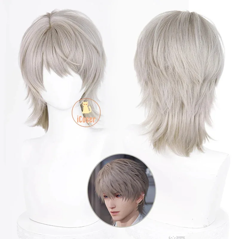 25COSLove and Deepspace Xavier Cosplay Wig Light Grey Hair Shimmering Moonlight Halloween Party for Women Men Carnival Game Cos