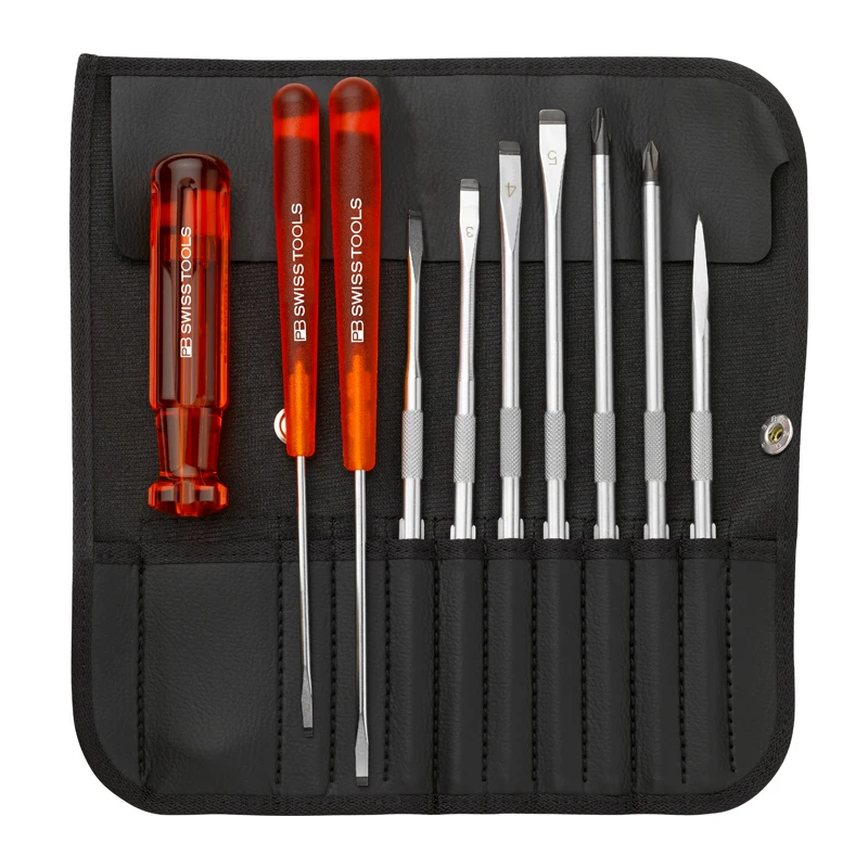 PB SWISS TOOLS Screwdriver Set With Interchangeable Blades In a Compact Multi-Screwdriver Sets With Case NO.8215|8218 V01|8220