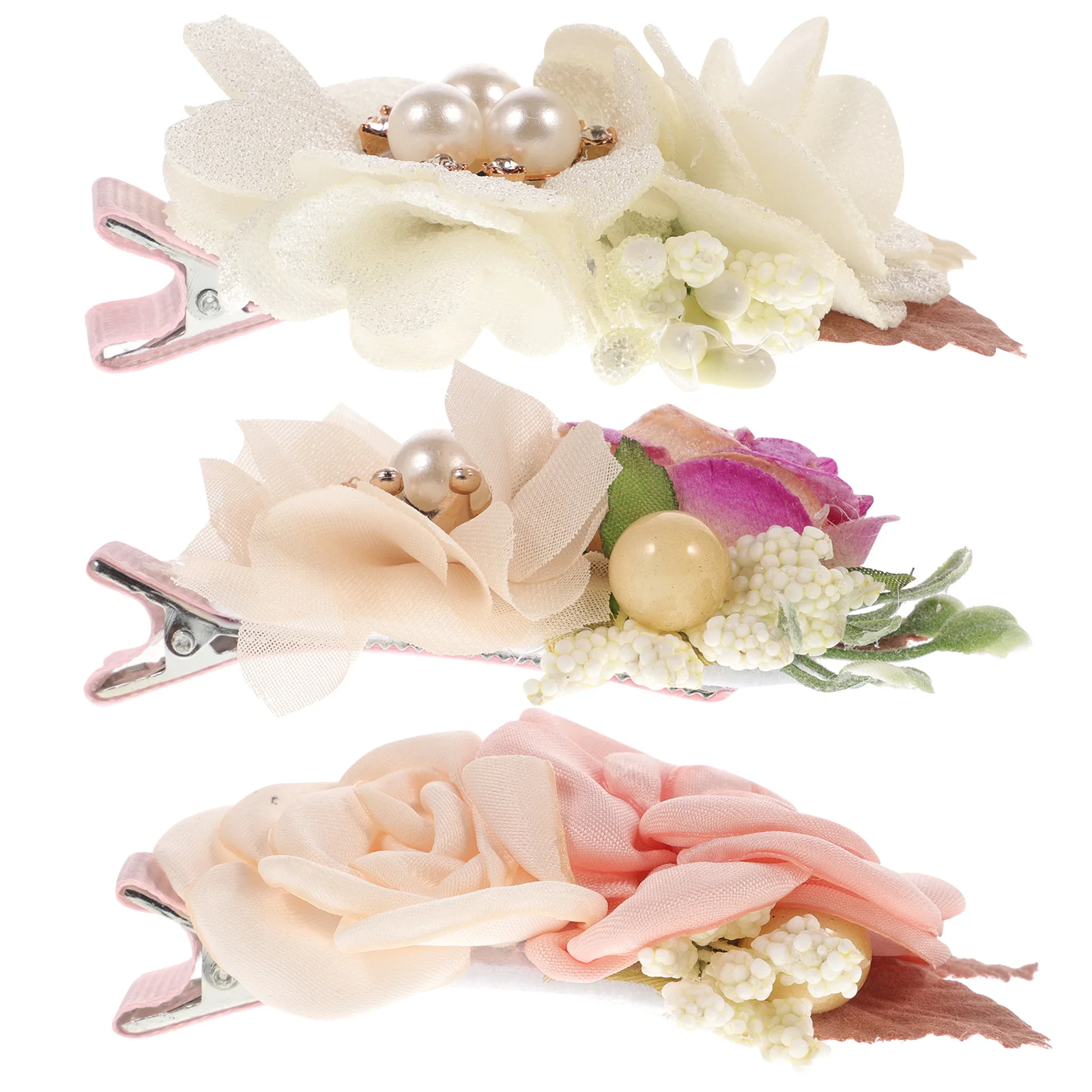 

3Pcs Floral Hair Clips Beautiful Simulation Flower Headdresses for Women Bridal Party Hair Ornament Decor