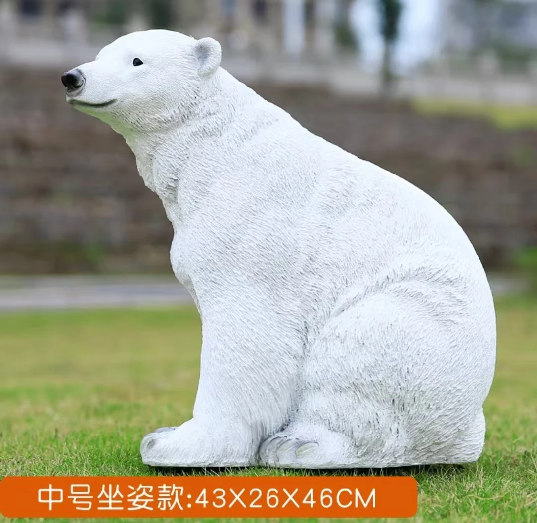 Grande estátua personalizada do urso polar, escultura ao ar livre, decorações comerciais do Natal para o jardim, por atacado