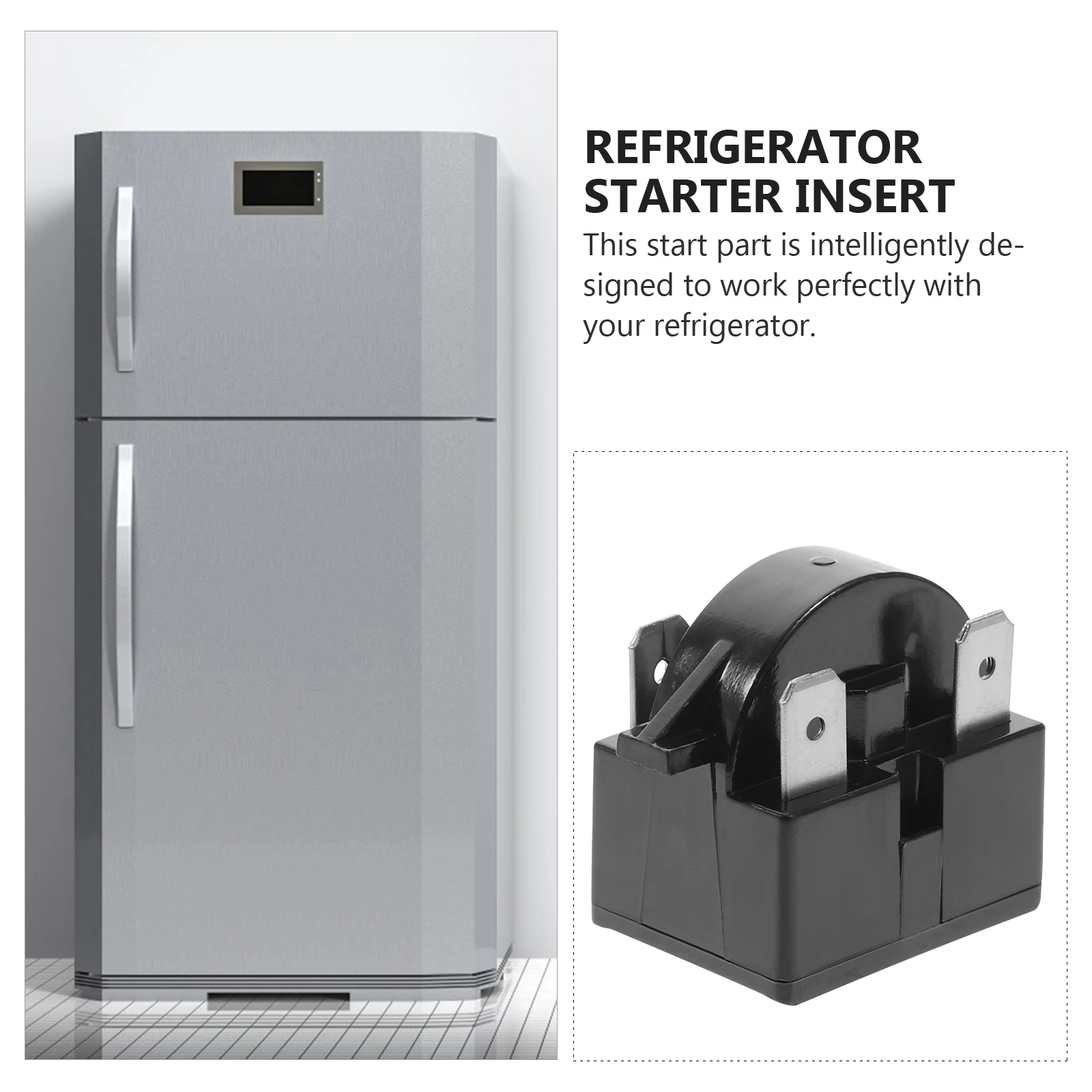 

4PCS ABS Starter Insert for Mini Fridge Compact Refrigerator Relay Black Compressor PTC Start Relay Overload Protector Beverage