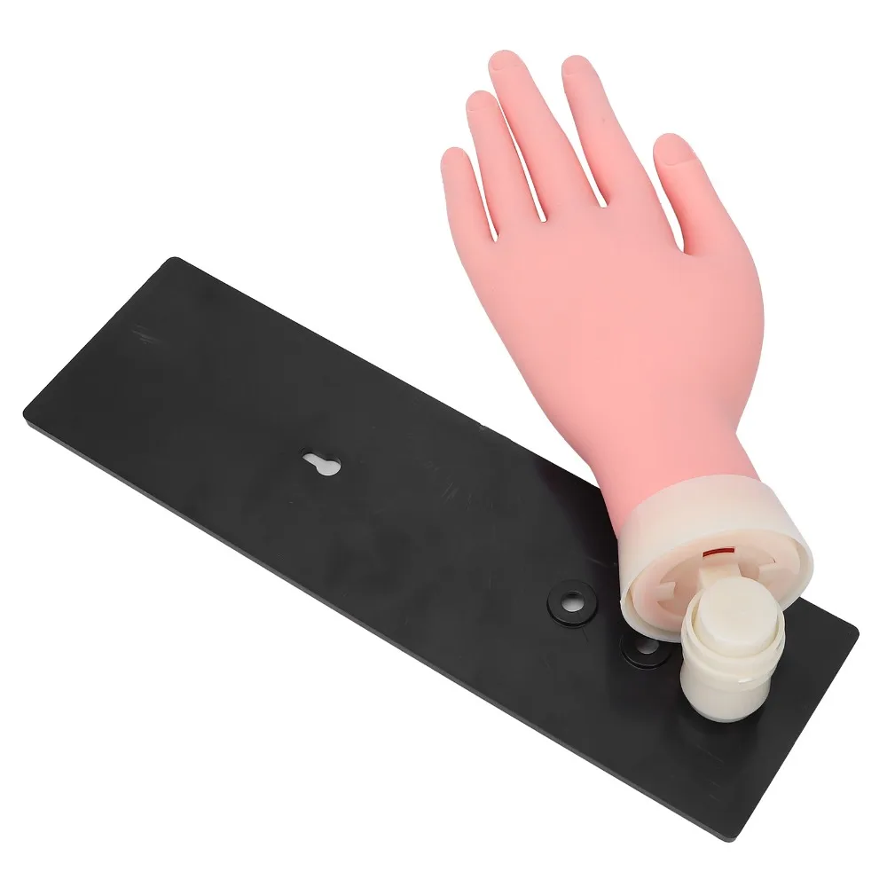 Silicone Nail Art Practice Hand Reusable With Fixed Plate Mannequin Hand For Nails Flexible Construction Bendable Fingers