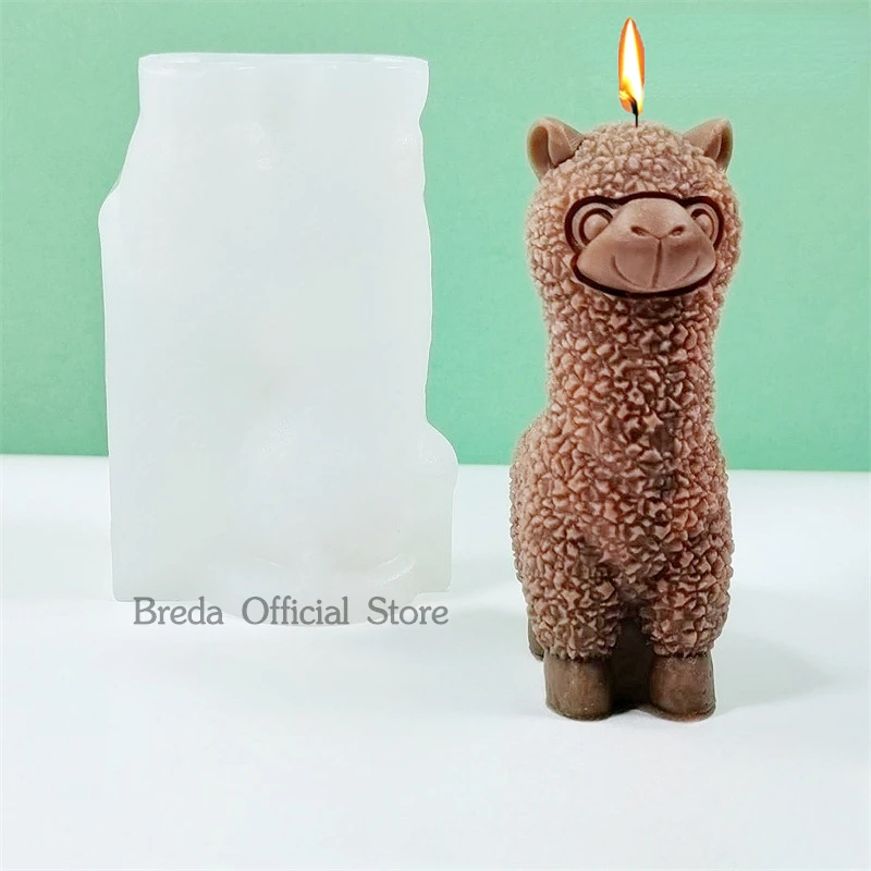 Moldes finos de silicona de Alpaca 3D para velas, bricolaje, lindo jabón de animales, yeso, cemento, resina, artesanía, molde de fundición, decoración del hogar, regalo hecho a mano