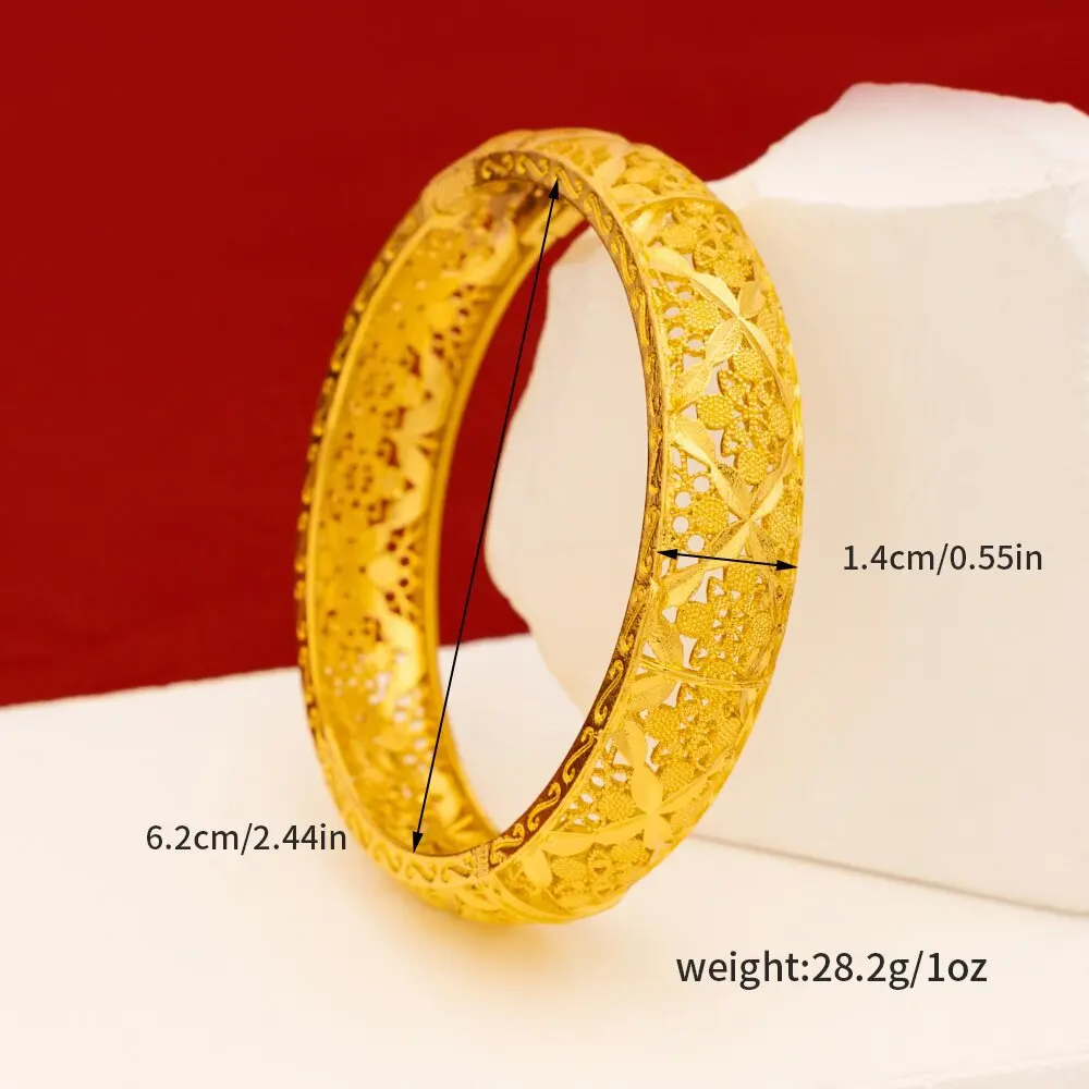 

Luxury 24K 9999 Pure Gold real gold Women's Open-cut Carved Bracelet