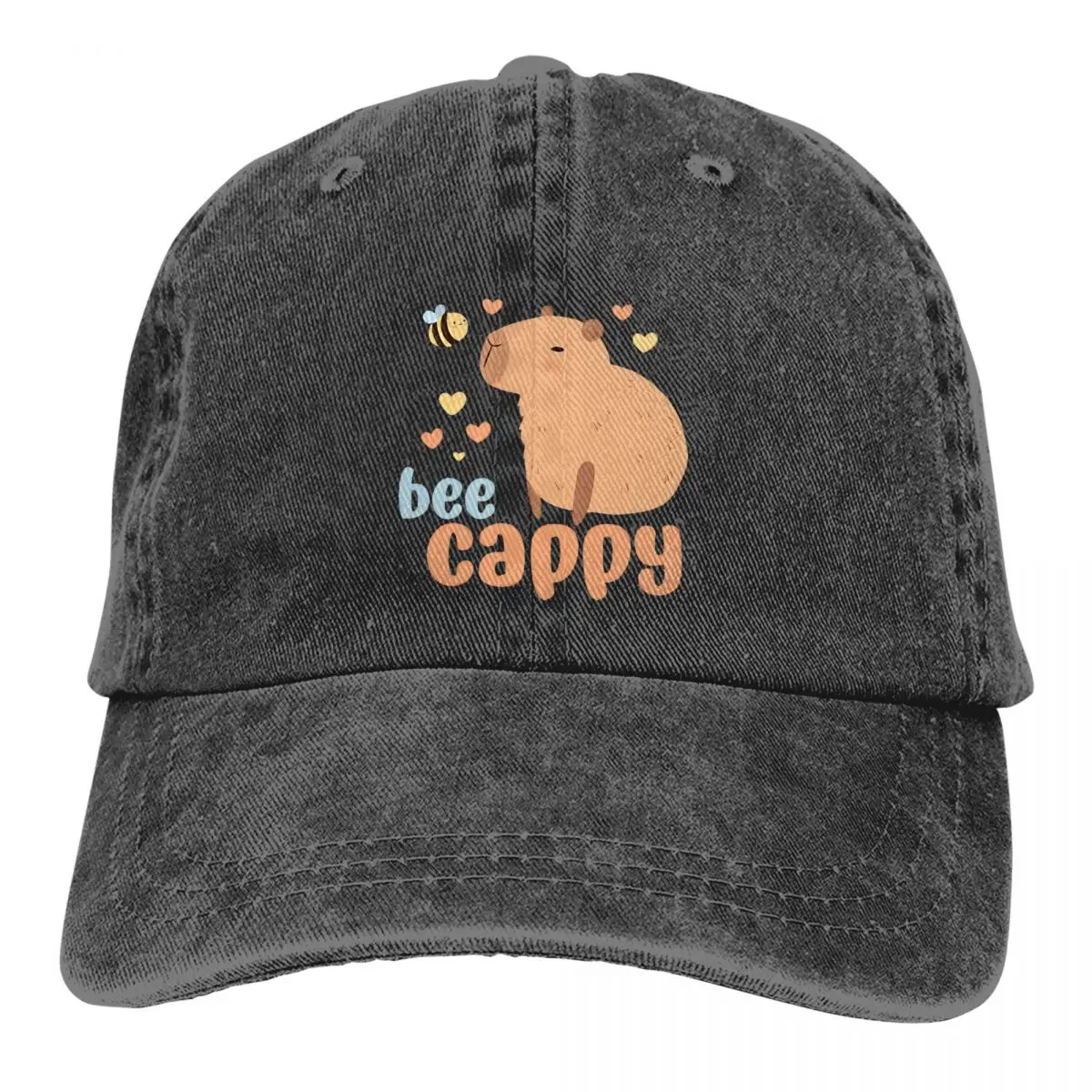 Capybara With A Cute Bee Friends Bee Cappy Men Baseball Caps Adjustable Casual Cotton Sun Hats Unisex Dad Hats