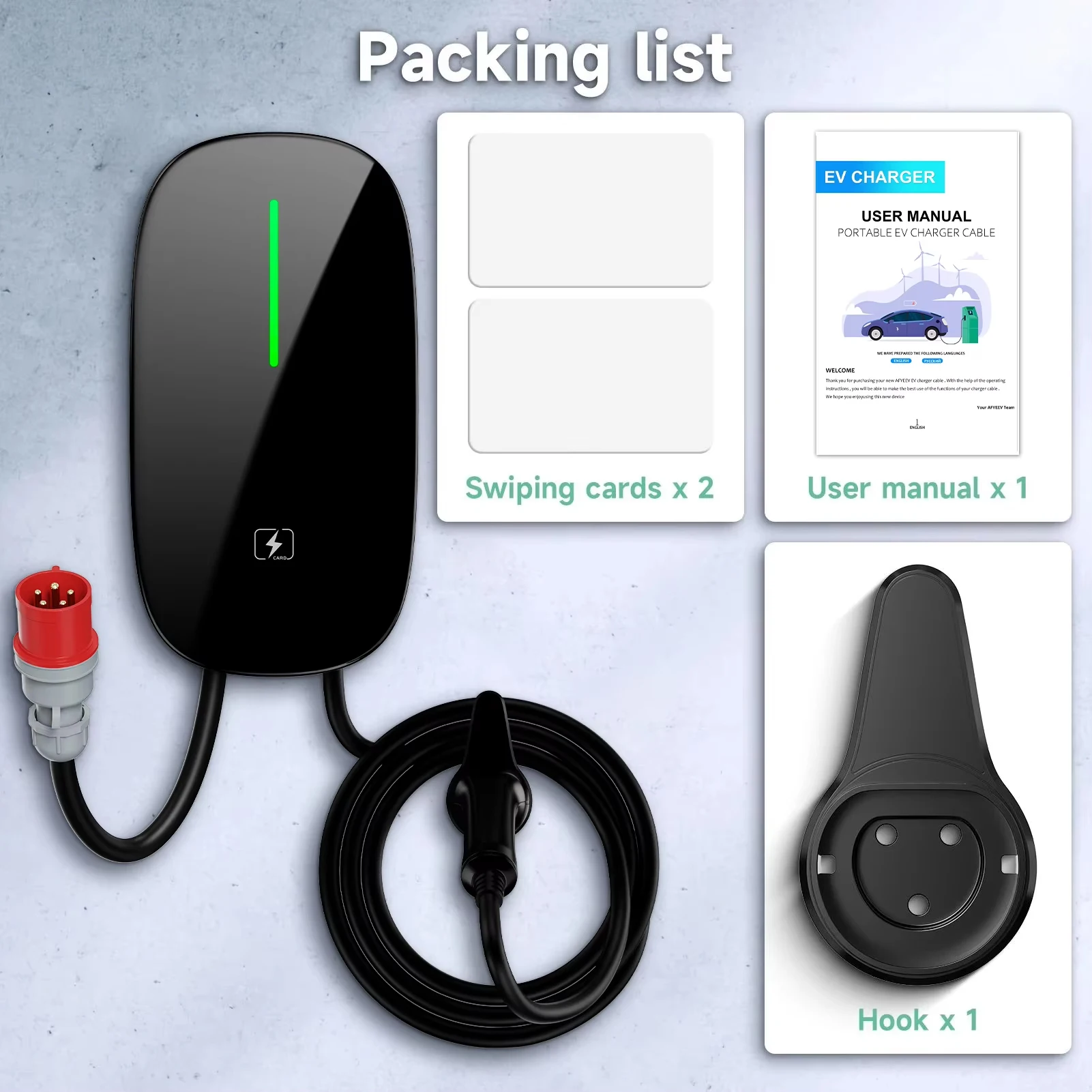 Stazione di ricarica per veicoli elettrici AFEEV 7.6/11/22KW Tipo 2 IEC 62196-2 Caricatore per auto elettriche 32A EVSE Wallbox Caricatore a parete con controllo tramite APP