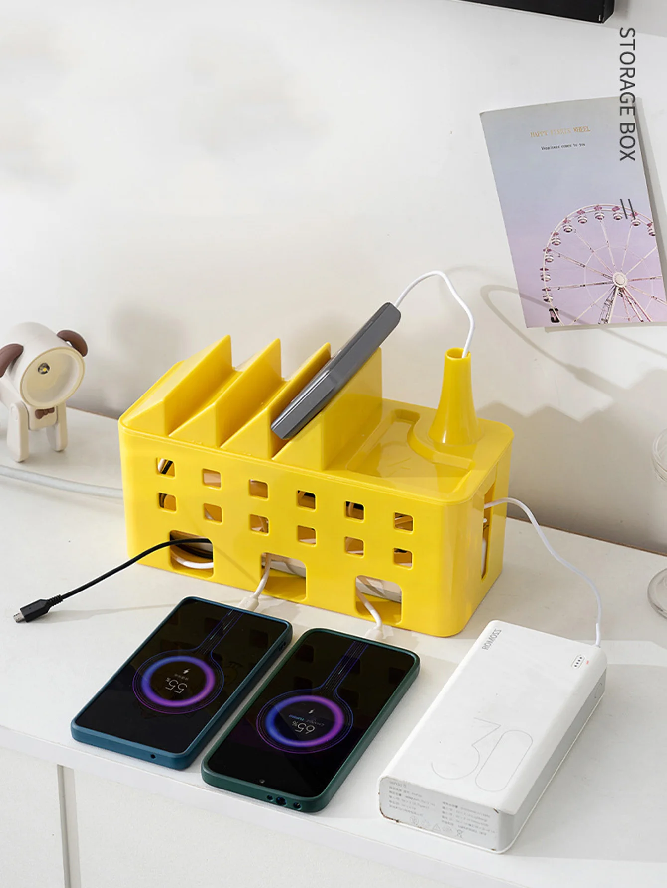 Cable Management Organizer Box Power Strip Wire Rectangular Cord Hider Box Home Office Storage Box Network Line Storage Bin Desk