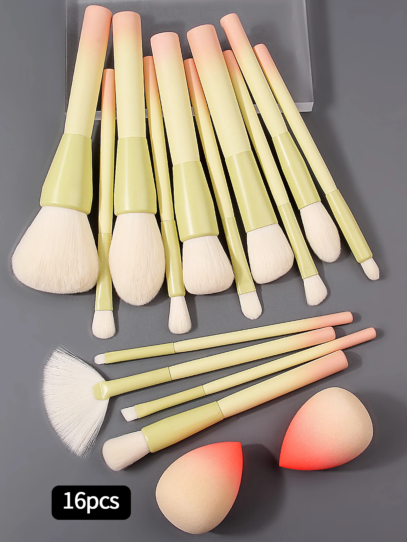 Juego de brochas de maquillaje profesional de 14 piezas con 2 esponjas: brochas para base/blush/ojos, kit de cosméticos de viaje para regalo para principiantes y mujeres