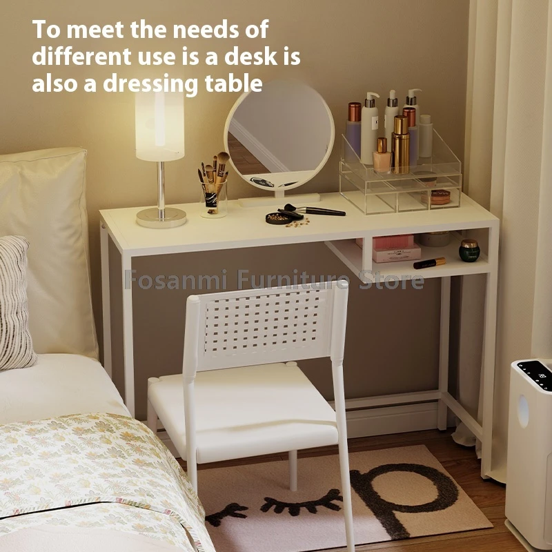 Minimalistischer Computertisch mit weißem Metallrahmen, Eisen, Arbeitszimmer, Gaming, platzsparender Tisch für Schlafzimmer, kompakte Büroschreibtische mit Stauraum