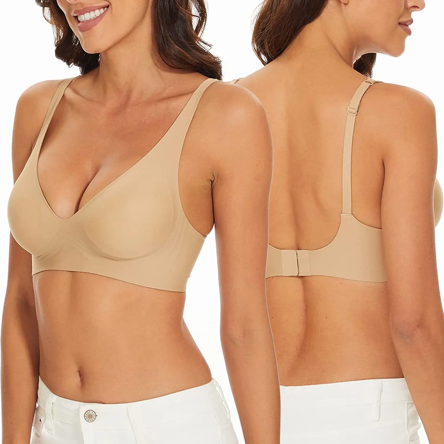 Sujetador Sexy sin costuras para mujer, sostén sin aros ajustable, ropa interior femenina, Bralette acolchado de realce, lencería íntima