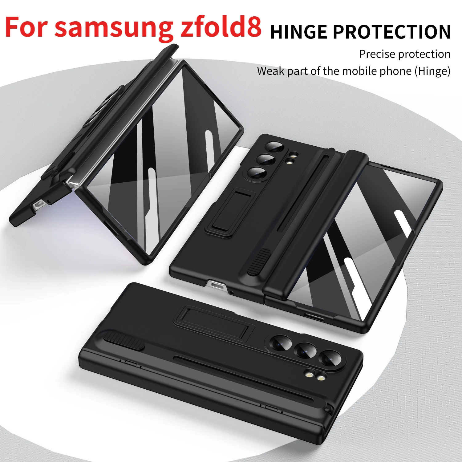 

Magnetic hinge phone case for Samsung Galaxy Z Fold 8 screen, zfold8 glass protection retractable storage PenSlot holder