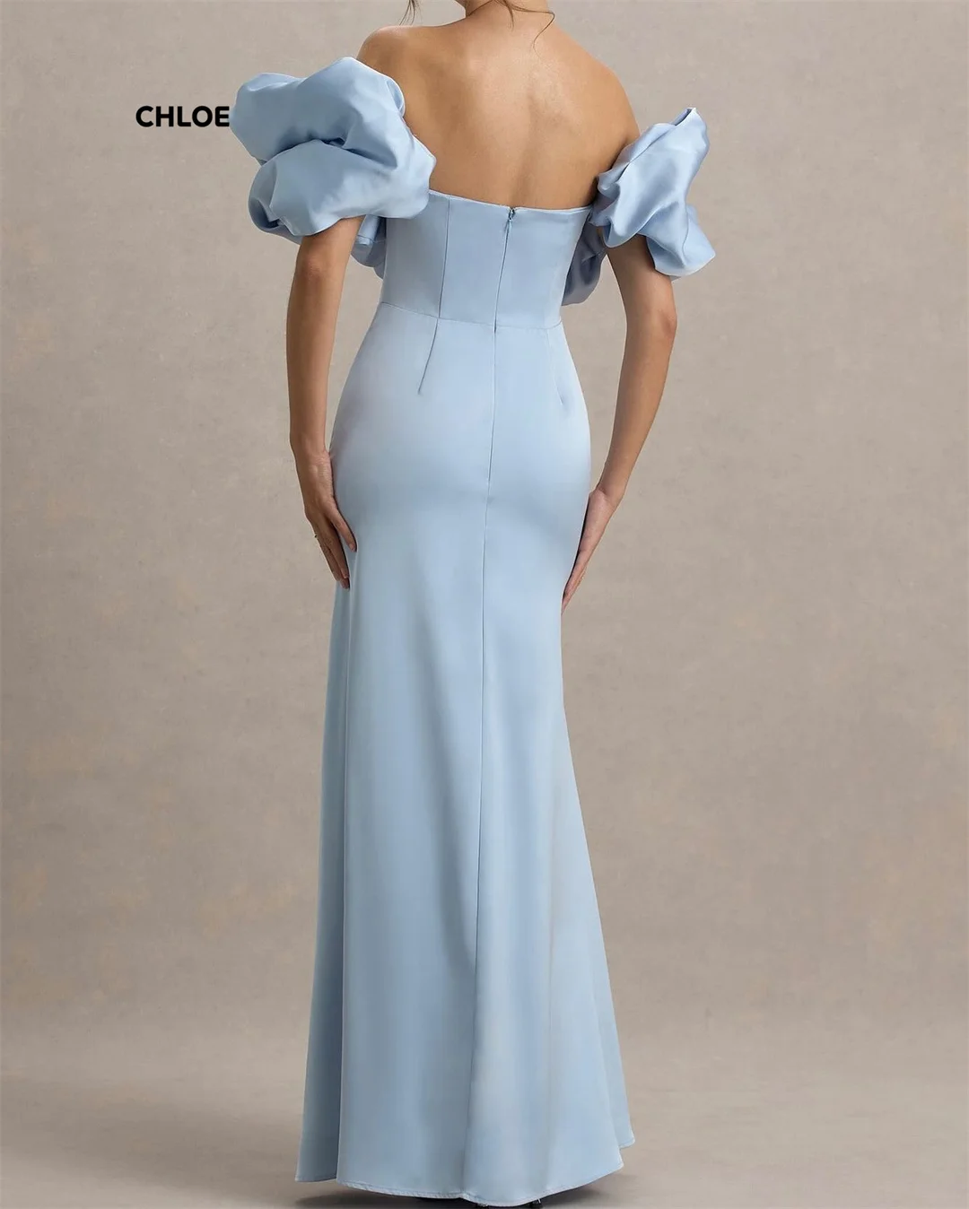 Gaun Pesta Buatan Khusus Gaun Malam Wanita Gaun Elegan untuk Acara Khusus Jubah Lengan Pendek Bahu Terbuka Soiree