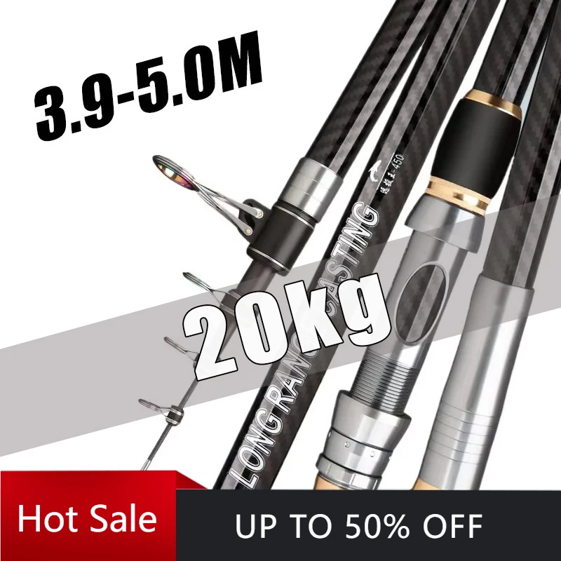

3.9M-4.5M Telescopic Fishing Rod Carbon Portable Spinning Fishing Pole for Boat Saltwater Freshwater Surfcasting Baitcasting Rod