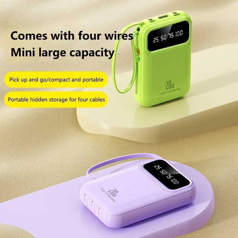 ROMOSS 500000mAh Power Bank Large Capacity Super Fast Charging Built in 4 Cables External Battery with Flashlight for All Phones - view 2