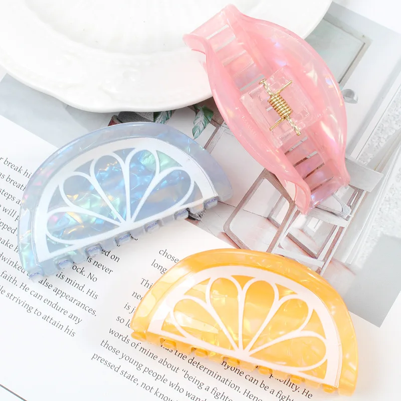 

7CM Colorful Fruit Grapefruit Hair Claw Acrylic Claw Clips Summer Fruit Series Crab Hair Clips for Women Girls Hair Accessories