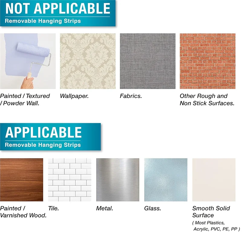 BMBY-写真用大型ユニバーサルフレームハンガー - ハンガー8個、大型粘着取り外し可能なストリップ24個付き - ダメージフリーフック