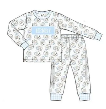 Ropa Baby Girl And Baby Boy New Cotton Customizable Name Styles Presale Models Santa Print Romper Sets Pink And Blue Pajamas