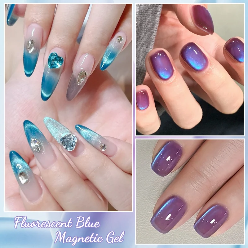 Mtssii 7ml 형광 블루 핑크 마그네틱 젤 울트라 샤인 여름 반짝이 세미 퍼머넌트 쏙 오프 UV LED 젤 네일 아트 바니쉬