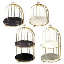 Cake Stands with Bird Cage Shaped, Luxury Metal Cupcake Stand Holder for Party Dessert Fruits Display