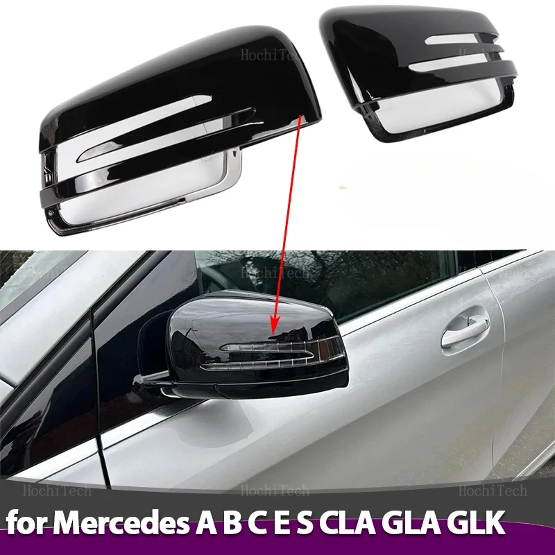 

Black rearview mirror cover for Mercedes-Benz w176 w246 w212 w204 c117 w221 c218 a b c e s cla gla glk class automatic access