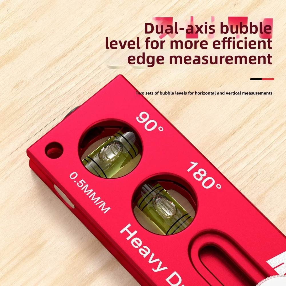 Multifunctional Magnetic Marking Ruler For Woodworking With Dual-Axis Bubble Level And Retractable Scale Tool