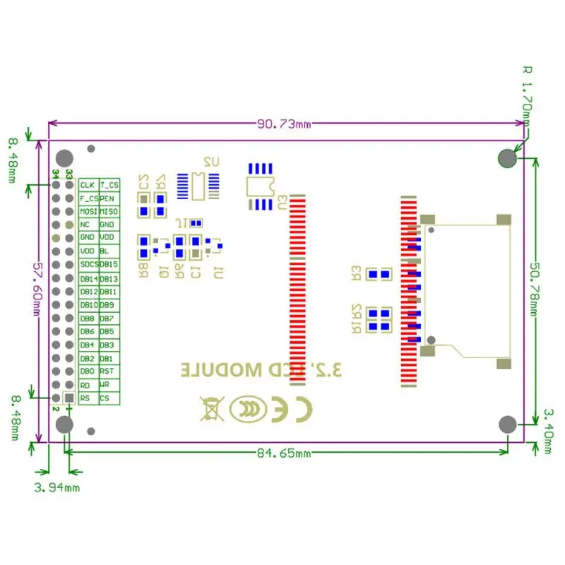 320x480 SPI وحدة 3.2 بوصة TFT LCD مقاومة شاشة العرض للوحة اللمس