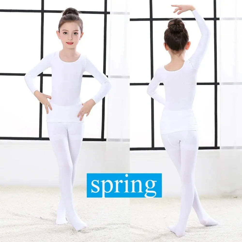 Fashion Spring Autumn Kids Thermal Underwear Suits Elastic Fleece Ballet Underwear Set Long Warm Leotard Dance