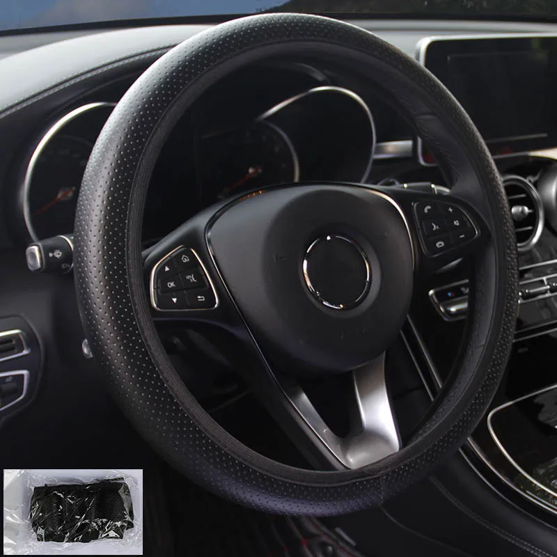 Automotive Universal Steering Wheel Cover for 14.5-15inch Reflective Dragon Leather Embossed Wear Resistant Steering Wheel Cover