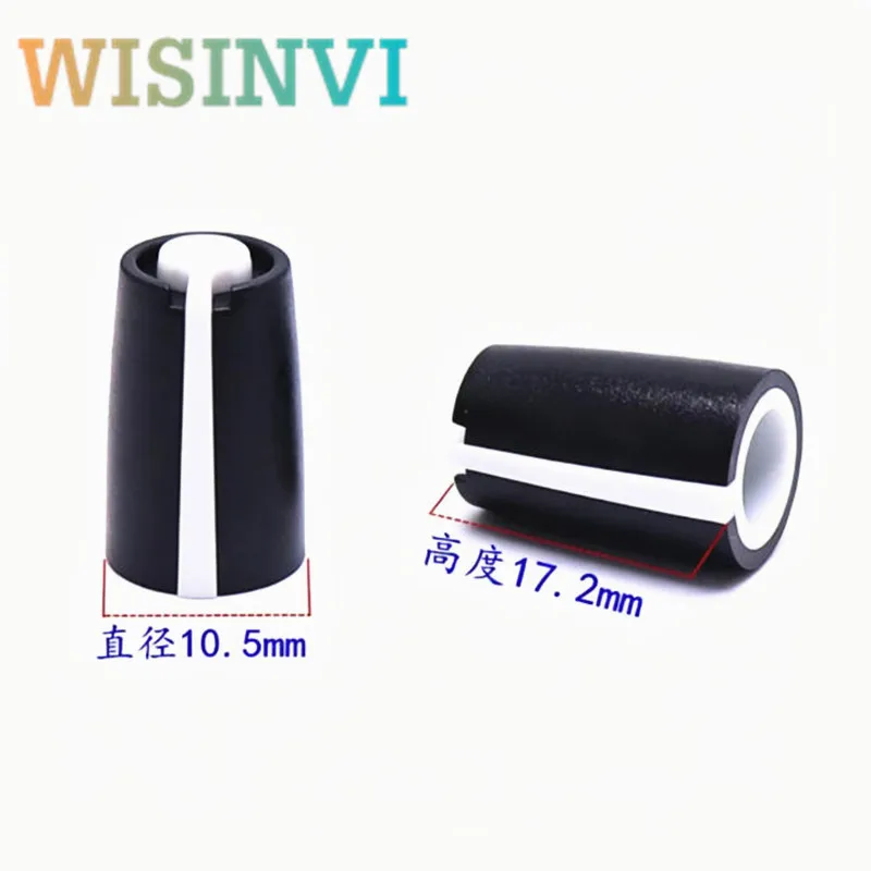 10pcs 10.5X17.2MM 270 Degree Plastic Potentiometer Knob 6mm D Half Shaft Knob Cap Mixing Console Volume Control Rotary Knob