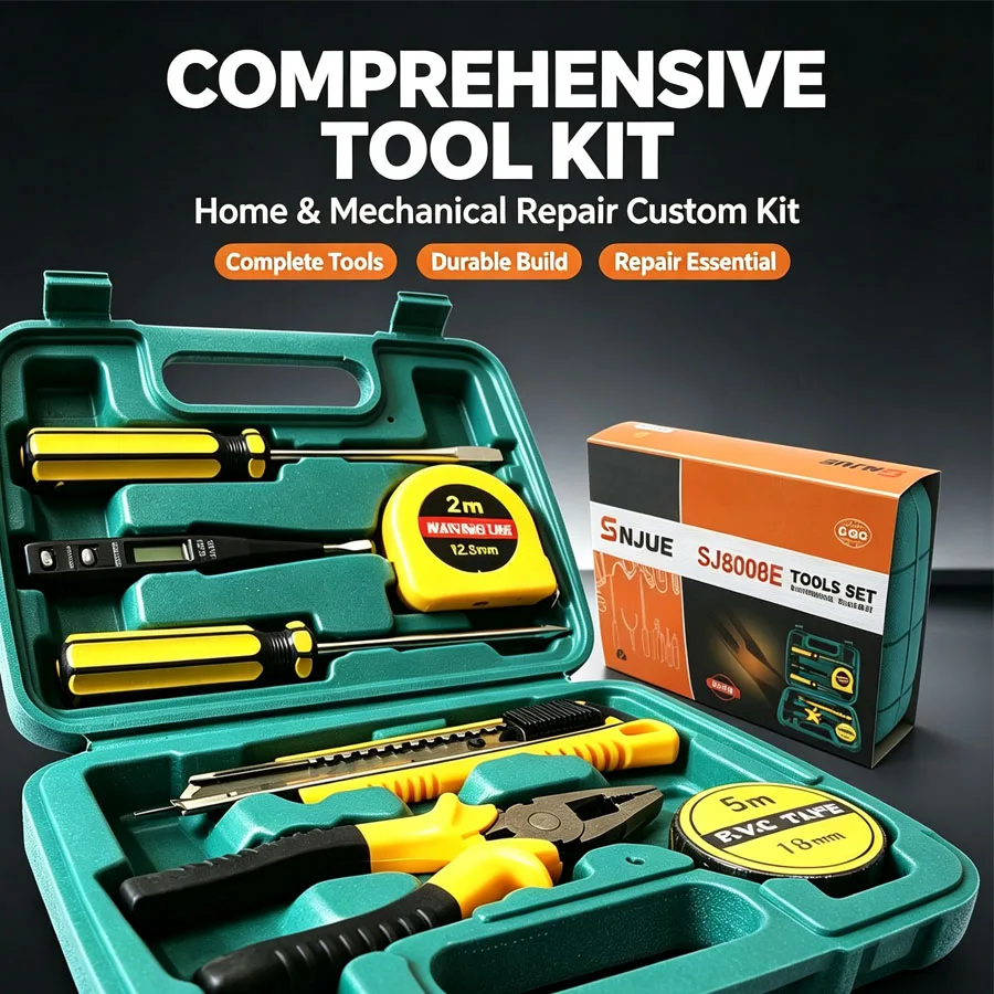 Deep Excavation Combination Toolbox Set Of 8 Pieces, Portable Hardware Toolbox Gift Tools