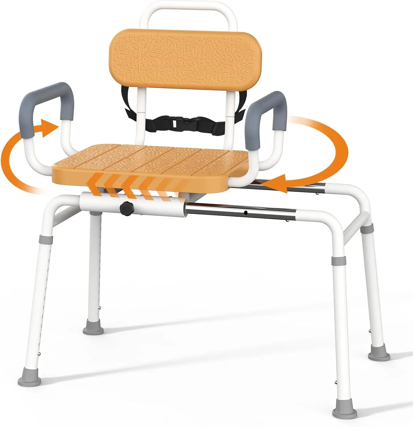 Sliding Shower Chair Swivel Tub Transfer Bench, 350 lbs, Wood Brown